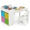 White MDF Metal Kids Art Table and Chair Set with Storage and Paper Roll